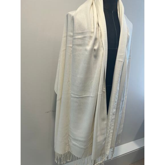Pashmina Scarf Wrap Shawl Ivory JL - Picture 2 of 5